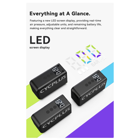 Mini Pompe électrique CYCPLUS AS2 PRO - Mini compresseur pour gonflage rapide toutes valves | Planetecycle