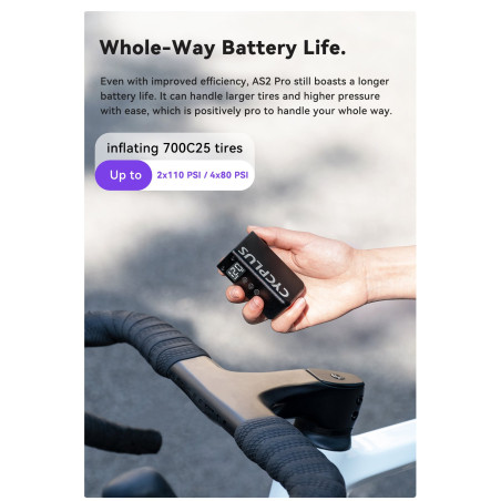 Mini Pompe électrique CYCPLUS AS2 PRO - Mini compresseur pour gonflage rapide toutes valves | Planetecycle