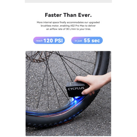 Mini Pompe électrique CYCPLUS AS2 PRO MAX - Mini compresseur pour gonflage rapide toutes valves | Planetecycle
