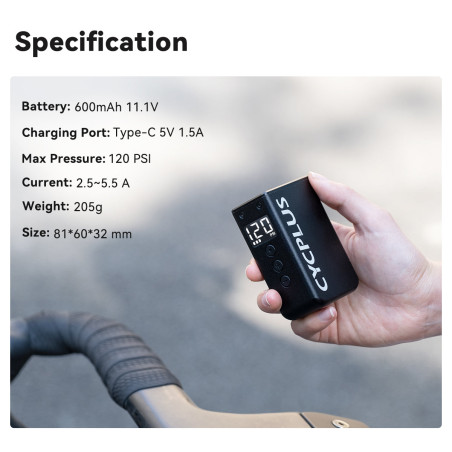 Mini Pompe électrique CYCPLUS AS2 PRO MAX - Mini compresseur pour gonflage rapide toutes valves | Planetecycle