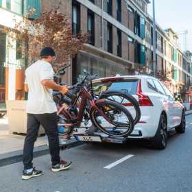 PORTE-VÉLO XLC VC-C08 ALMADA WORK-E PLIABLE POUR 2 E-BIKES AVEC ADAPTATEUR POUR CADRE