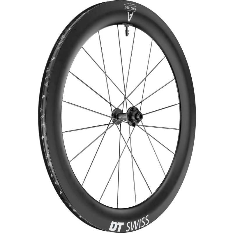 DT Swiss ARC 1400 DICUT DISC 65mm - Roue avant Tubeless carbone freinage Disc Center lock CL | Planetecycle
