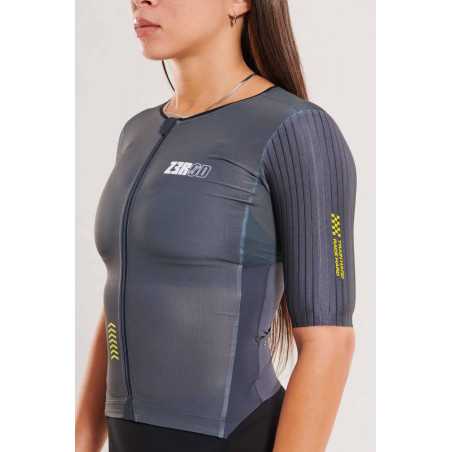 ZEROD TTSuit RACER Black Volt - Trifonction Triathlon femme manches courtes | Planetecycle