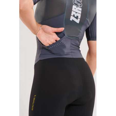 ZEROD TTSuit RACER Black Volt - Trifonction Triathlon femme manches courtes | Planetecycle