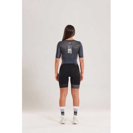 ZEROD TTSuit RACER Black Volt - Trifonction Triathlon femme manches courtes | Planetecycle