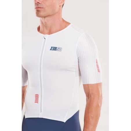 ZEROD TTSuit RACER Smoke White - Trifonction Triathlon Homme manches courtes | Planetecycle