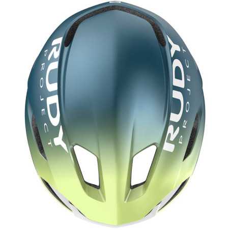 RUDY PROJECT NYTRON BLUE AVIO - APPLE GREEN METAL MATTE - Casque Route | Planetecycle