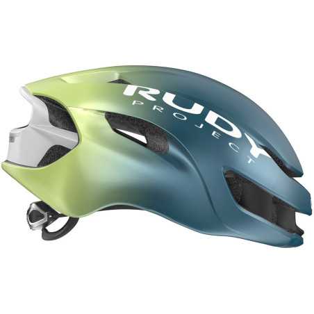 RUDY PROJECT NYTRON BLUE AVIO - APPLE GREEN METAL MATTE - Casque Route | Planetecycle