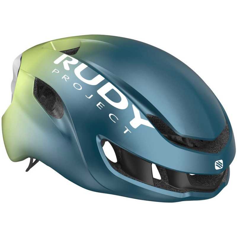 RUDY PROJECT NYTRON BLUE AVIO - APPLE GREEN METAL MATTE - Casque Route | Planetecycle