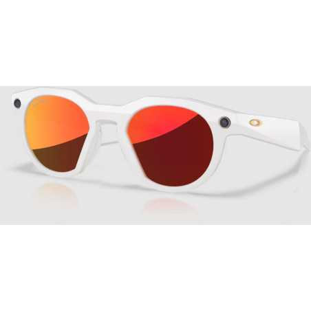 OAKLEY META HSTN AI Warm Grey avec verres Prizm Rubis - Lunettes solaires connectées avec Caméra et écouteurs intégrés | Planetecycle