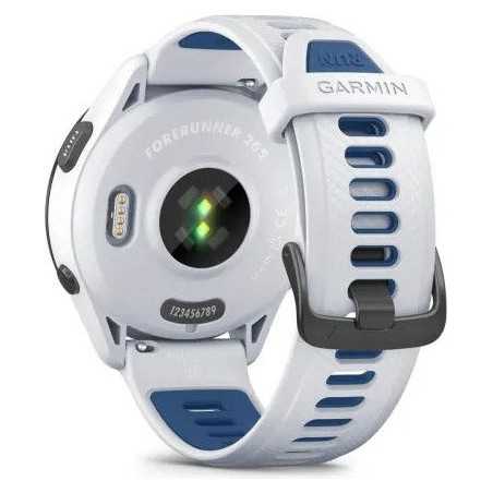 GARMIN Forerunner 265 46mm blanche avec bracelet en silicone blanc/bleu - Montre GPS Running | Planetecycle
